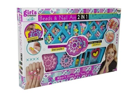 LEAN Toys Zestaw 2 w 1 Do Robienia Bransoletek i Malowania Paznokci Koraliki Lakiery Do Paznokci LEAN Toys Zestaw 2 w 1 Do Robienia Bransoletek i Malowania Paznokci Koraliki Lakiery Do Paznokci