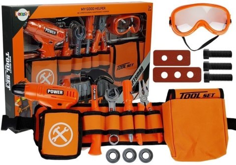 LEAN Toys Zestaw Majsterkowicza Pas Narzędzia Wiertarka Śrubki Kleszcze Młotek LEAN Toys Zestaw Majsterkowicza Pas Narzędzia Wiertarka Śrubki Kleszcze Młotek