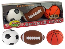 LEAN Toys Zestaw Miękkich Piłek Sportowych 3w1 Piłka Nożna Koszykówka Baseball