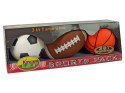 LEAN Toys Zestaw Miękkich Piłek Sportowych 3w1 Piłka Nożna Koszykówka Baseball