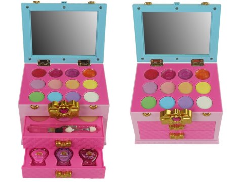 LEAN Toys Zestaw Piękności Makijaż Toaletka Szkatułka Różowa Kokardka LEAN Toys Zestaw Piękności Makijaż Toaletka Szkatułka Różowa Kokardka