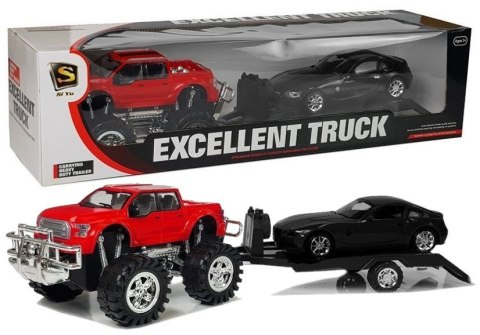 LEAN Toys Zestaw Pojazdów Czerwony Monster Truck Czarne BMW Laweta 58 cm LEAN Toys Zestaw Pojazdów Czerwony Monster Truck Czarne BMW Laweta 58 cm