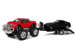 LEAN Toys Zestaw Pojazdów Czerwony Monster Truck Czarne BMW Laweta 58 cm