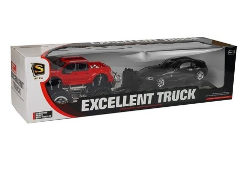 LEAN Toys Zestaw Pojazdów Czerwony Monster Truck Czarne BMW Laweta 58 cm LEAN Toys Zestaw Pojazdów Czerwony Monster Truck Czarne BMW Laweta 58 cm