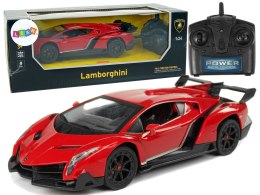 LEAN Toys Auto Sportowe R/C 1:24 Lamborghini Veneno Czerwone 2.4 G Światła