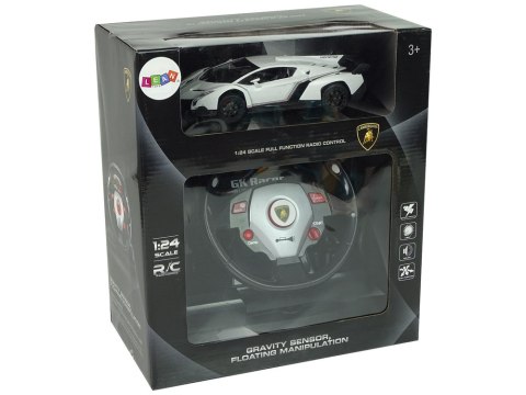 LEAN Toys Auto Zdalnie Sterowane Lamborghini Veneno Biały Kierownica Dźwięk Światła LEAN Toys Auto Zdalnie Sterowane Lamborghini Veneno Biały Kierownica Dźwięk Światła