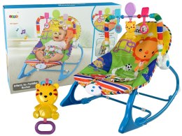 LEAN Toys Kołyska Bujaczek Fotelik Krzesełko 2w1 Niebieski Tygrysa Dźwięki Wibracja