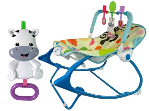 LEAN Toys Kołyska Bujaczek Fotelik Krzesełko 2w1 Niebieski Zebra Dźwięki Wibracja LEAN Toys Kołyska Bujaczek Fotelik Krzesełko 2w1 Niebieski Zebra Dźwięki Wibracja