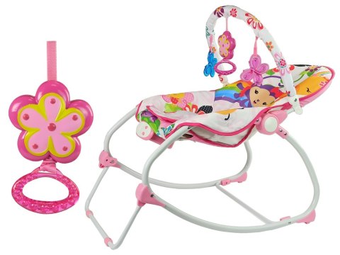 LEAN Toys Kołyska Bujaczek Fotelik Krzesełko 2w1 Różowy Kwiatuszek Dźwięki Wibracja LEAN Toys Kołyska Bujaczek Fotelik Krzesełko 2w1 Różowy Kwiatuszek Dźwięki Wibracja
