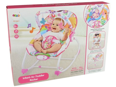 LEAN Toys Kołyska Bujaczek Fotelik Krzesełko 2w1 Różowy Kwiatuszek Dźwięki Wibracja LEAN Toys Kołyska Bujaczek Fotelik Krzesełko 2w1 Różowy Kwiatuszek Dźwięki Wibracja