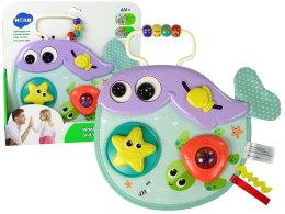 LEAN Toys Wieloryb Dla Niemowląt Grzechotka Kształty Suwak Koraliki