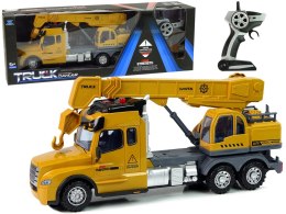 LEAN Toys Zdalnie Sterowana Ciężarówka Dźwig Pilot 2,4G Światła Dźwięki Żółta
