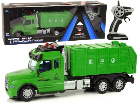LEAN Toys Zdalnie Sterowana Śmieciarka Pilot 2,4G Światła Dźwięki Zielona