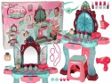 LEAN Toys Zestaw Piękności Toaletka z Lustrem Światła Dźwięk Biżuteria Ciemny Róż