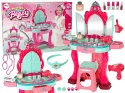 LEAN Toys Zestaw Piękności Toaletka z Lustrem Światła Dźwięk Biżuteria Różowa