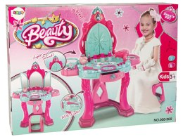 LEAN Toys Zestaw Piękności Toaletka z Lustrem Światła Dźwięk Biżuteria Różowa