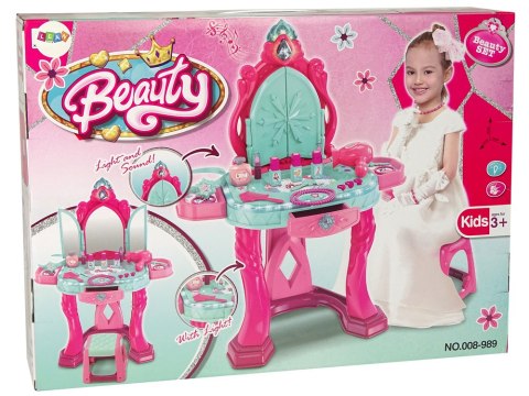 LEAN Toys Zestaw Piękności Toaletka z Lustrem Światła Dźwięk Biżuteria Różowa LEAN Toys Zestaw Piękności Toaletka z Lustrem Światła Dźwięk Biżuteria Różowa