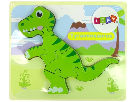 LEAN TOYS Drewniane Puzzle Dinozaur Isanosaurus Tyranosaurus Zielony LEAN TOYS Drewniane Puzzle Dinozaur Isanosaurus Tyranosaurus Zielony