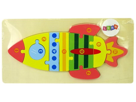 LEAN TOYS Zestaw Drewnianych Puzzli Rakieta Liczby LEAN TOYS Zestaw Drewnianych Puzzli Rakieta Liczby