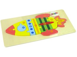 LEAN TOYS Zestaw Drewnianych Puzzli Rakieta Liczby