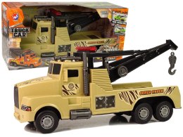 LEAN Toys Auto Ciężarówka Holownik Pomoc Drogowa 1:10 Lina Wojskowy Brązowy