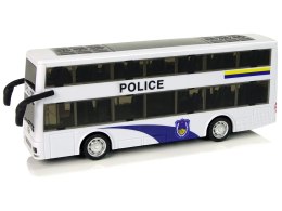 LEAN Toys Autobus Policyjny Dwupiętrowy Biały z Naciągiem Dźwięk
