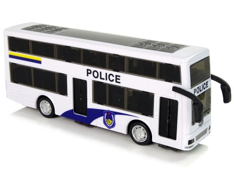 LEAN Toys Autobus Policyjny Dwupiętrowy Biały z Naciągiem Dźwięk LEAN Toys Autobus Policyjny Dwupiętrowy Biały z Naciągiem Dźwięk