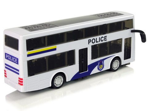 LEAN Toys Autobus Policyjny Dwupiętrowy Biały z Naciągiem Dźwięk LEAN Toys Autobus Policyjny Dwupiętrowy Biały z Naciągiem Dźwięk