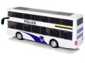 LEAN Toys Autobus Policyjny Dwupiętrowy Biały z Naciągiem Dźwięk