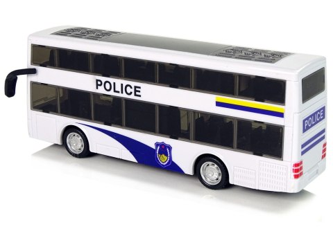 LEAN Toys Autobus Policyjny Dwupiętrowy Biały z Naciągiem Dźwięk LEAN Toys Autobus Policyjny Dwupiętrowy Biały z Naciągiem Dźwięk