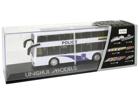 LEAN Toys Autobus Policyjny Dwupiętrowy Biały z Naciągiem Dźwięk LEAN Toys Autobus Policyjny Dwupiętrowy Biały z Naciągiem Dźwięk