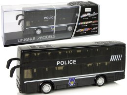 LEAN Toys Autobus Policyjny Dwupiętrowy Czarny z Napędem Frykcyjnym