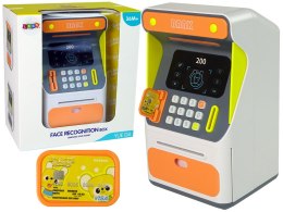 LEAN Toys Bankomat Skarbonka Czujnik Rozpoznawania Twarzy PIN Oszczędzanie Pomarańczowy