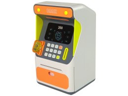 LEAN Toys Bankomat Skarbonka Czujnik Rozpoznawania Twarzy PIN Oszczędzanie Pomarańczowy
