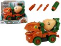 LEAN Toys Ciężarówka Betoniarka Dinozaur do Rozkręcania Pomarańczowy Akcesoria