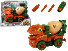 LEAN Toys Ciężarówka Betoniarka Dinozaur do Rozkręcania Pomarańczowy Akcesoria