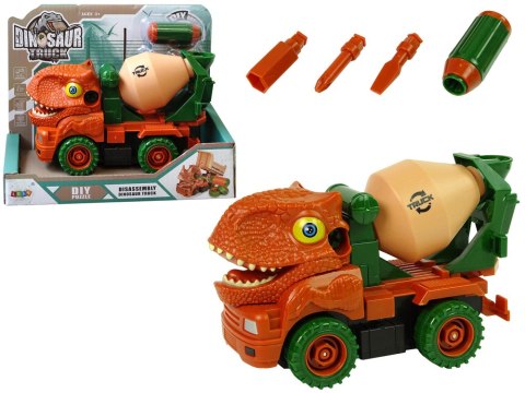 LEAN Toys Ciężarówka Betoniarka Dinozaur do Rozkręcania Pomarańczowy Akcesoria LEAN Toys Ciężarówka Betoniarka Dinozaur do Rozkręcania Pomarańczowy Akcesoria