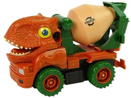 LEAN Toys Ciężarówka Betoniarka Dinozaur do Rozkręcania Pomarańczowy Akcesoria
