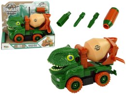 LEAN Toys Ciężarówka Betoniarka Dinozaur do Rozkręcania Zielony Akcesoria