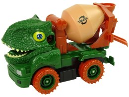 LEAN Toys Ciężarówka Betoniarka Dinozaur do Rozkręcania Zielony Akcesoria