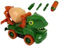 LEAN Toys Ciężarówka Betoniarka Dinozaur do Rozkręcania Zielony Akcesoria