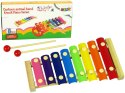 LEAN Toys Cymbałki Dzwonki Drewniane Kolorowe 8 Tonów Pałeczki