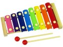 LEAN Toys Cymbałki Dzwonki Drewniane Kolorowe 8 Tonów Pałeczki
