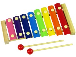 LEAN Toys Cymbałki Dzwonki Drewniane Kolorowe 8 Tonów Pałeczki