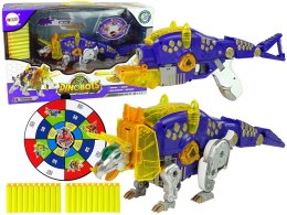 LEAN Toys Dinobots 2w1 Dinozaur Pistolet na Strzałki Fioletowy Triceratops Tarcza