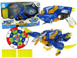 LEAN Toys Dinobots 2w1 Dinozaur Pistolet na Strzałki Niebieski Pterosaur Tarcza