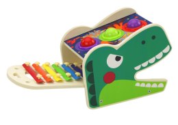 LEAN Toys Dinozaur Wbijak Cymbałki 2w1 Drewniany Czerwony