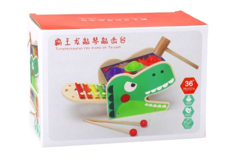 LEAN Toys Dinozaur Wbijak Cymbałki 2w1 Drewniany Czerwony LEAN Toys Dinozaur Wbijak Cymbałki 2w1 Drewniany Czerwony