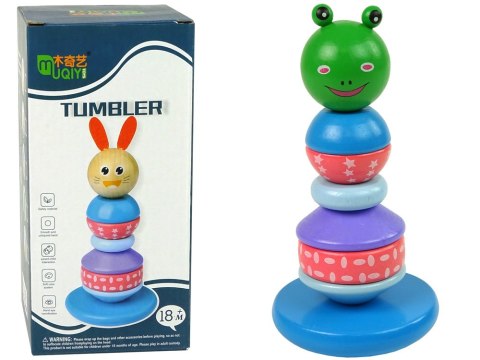 LEAN Toys Drewniana Edukacyjna Piramidka Żaba Zielona Balansująca Wieża LEAN Toys Drewniana Edukacyjna Piramidka Żaba Zielona Balansująca Wieża