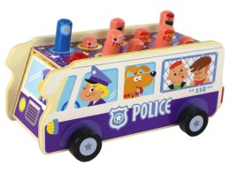 LEAN Toys Drewniana Gra Zręcznościowa Zbijak Autobus Policyjny